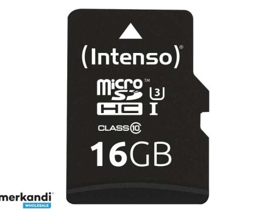 Intenso 16 GB - MicroSDHC - 10 osztály - UHS-I - 90 MB / s - 3. osztály (U3) 3433470