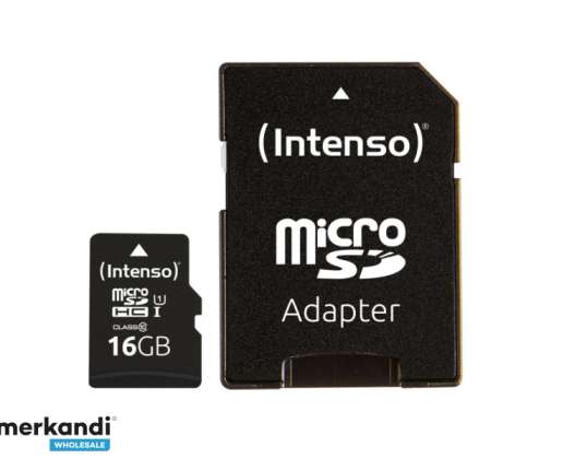 Intenso MicroSD 16GB + Adattatore CL10, U1 (Blister)