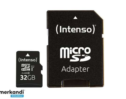 Intenso MicroSD 32GB + sovitin CL10, U1 (läpipainopakkaus)