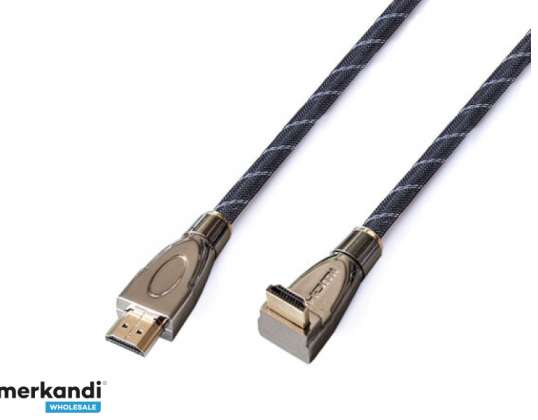 Reekin HDMI kábel - 3,0 méter - FULL HD fémdugó 90 fok (nagy sebességű w. éter.)
