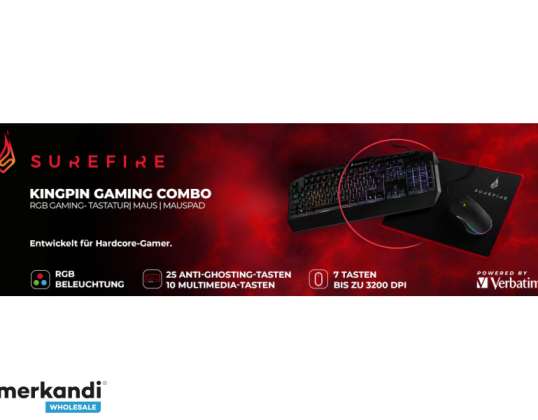 Verbatim SureFire Kingpin Gaming Combo 48825 482  Keyboard Mouse Mousepad