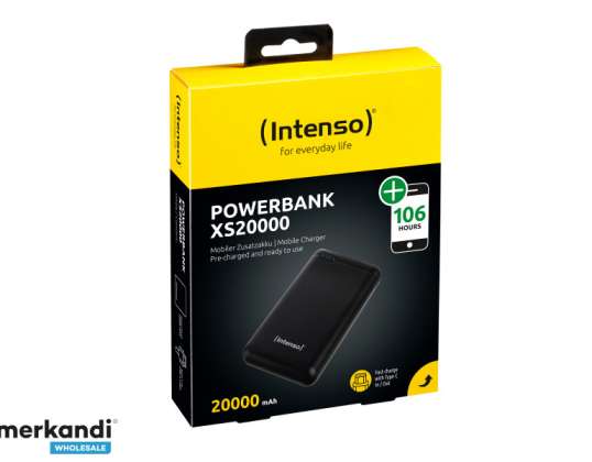 Intenso Powerbank XS20000 must 20000 mAh sh USB-A kuni Type-C - 7313550