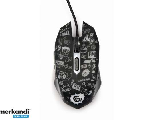 Gembird 6-button optical LED mouse, black - MUS-6B-GRAFIX-01