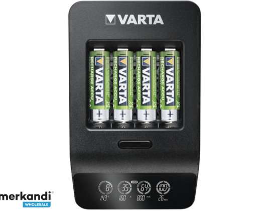 Chargeur universel de batterie Varta, LCD Smart Charger avec batteries, 4xMignon, AA