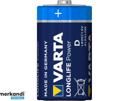 Varta Batterie Alcalina, Mono, D, LR20, 1,5 V Longlife Power, Blister (4-Pack)