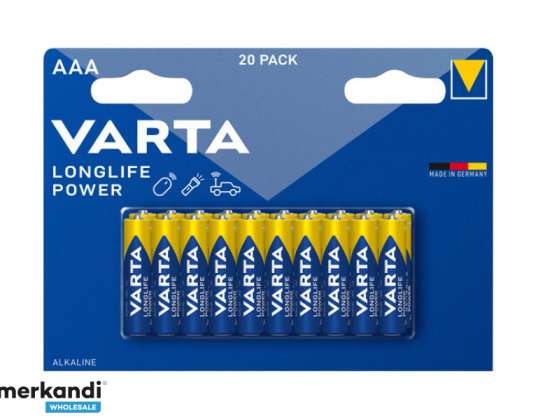 Varta Bateria Alcalina, Micro, AAA, LR03, 1,5 V Longlife Power (Pack de 20)