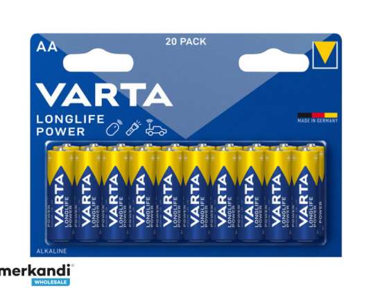 Varta Batterie Alcalina, Mignon, AA, LR06, 1,5 V Longlife Power (Pack de 20)
