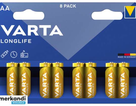 Varta Batterie Alcalina, Mignon, AA, LR06, 1,5 V Longlife, Blister (Pacote de 8)
