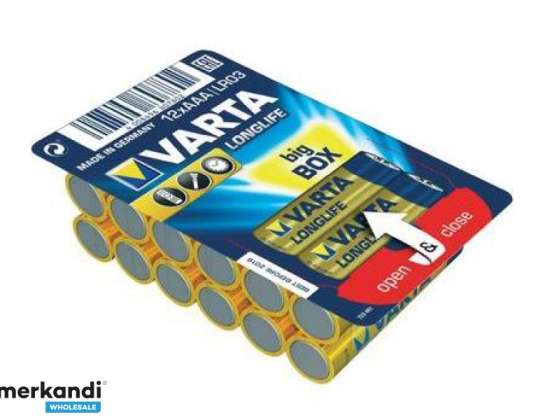 Varta Batterij Alkaline, Micro, AAA, LR03, 1.5V - Longlife, Doos (12-Pack)