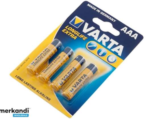 Pila Varta alcalina, micro, AAA, LR03, 1,5 V, larga duración (paquete de 4)