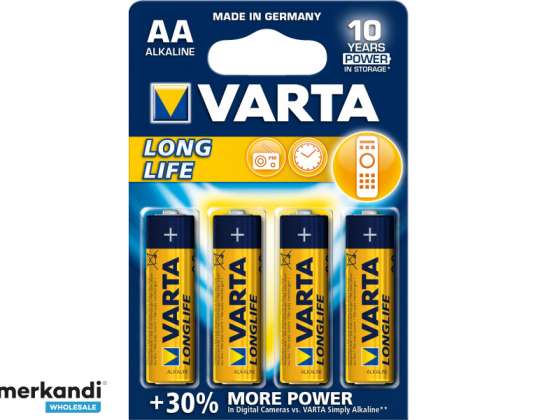 Varta Batterie Alcalina, Mignon, AA, LR06, 1,5V - Longlife (4-Pack)
