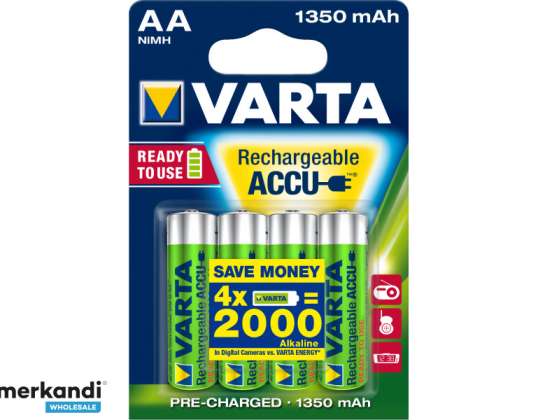 Varta Akku Mignon, AA, HR06, 1.2V/1350mAh - Accuvoeding (4-Pack)