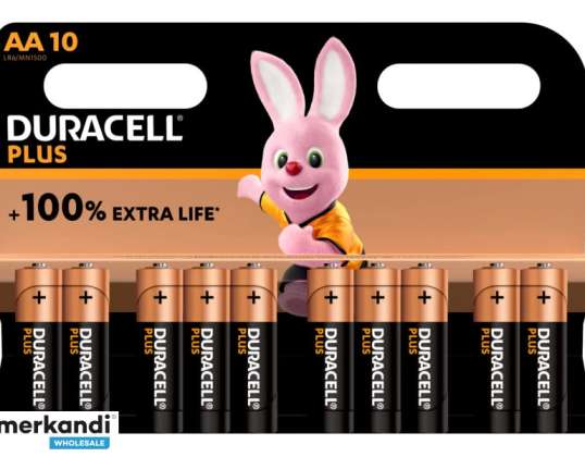 Duracell Batterie Alkaline, AA, LR06, 1.5V Extra Life, Blister (10-Pack)