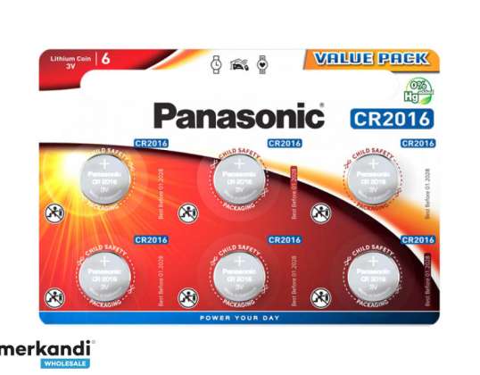 Panasonic Baterija Lithium CR2016, 3V Lithium Power, lizdinė plokštelė (6 pakuotės)