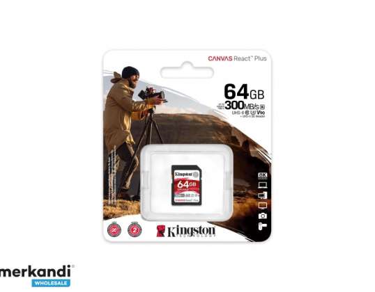 Kingston Canvas React Plus 64 GB SDXC UHS-II U3 V90 Full HD/4K/8K SDR2/64 GB