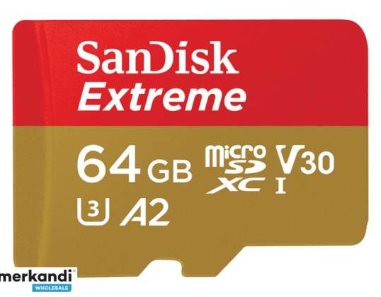 Adaptador SanDisk Extreme MicroSDXC 64 GB CL10 UHS-I U3 SDSQXAH-064G-GN6AA