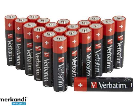 Alkalická baterie Verbatim, Mignon, AA, LR06, 1,5 V, blistr (balení po 20 kusech)