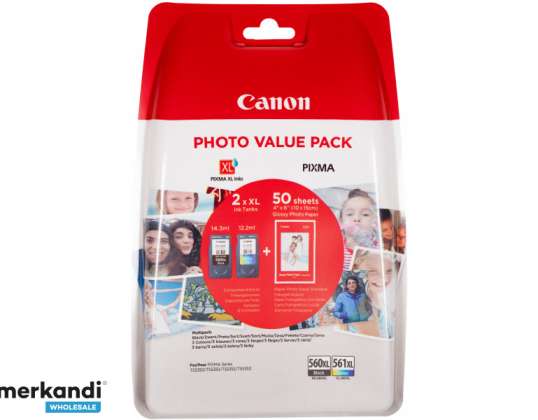 Комбінований пакет друкувальних головок Canon PG-560XL/CL-561XL - чорний/кольоровий, включно з 50 аркушами