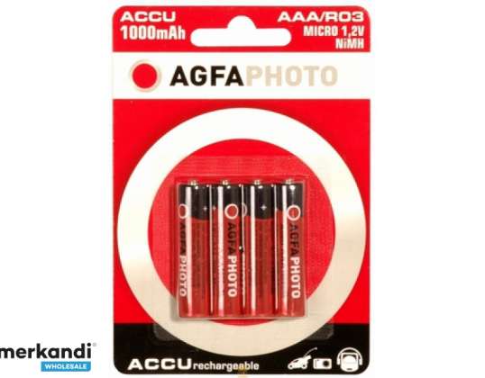 AGFAPHOTO Akku NiMH, Micro, AAA, HR03, 1,2 V/900 mAh - Blister (lot de 4)