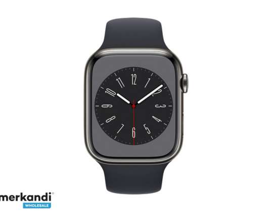 Apple Watch Series 8 ruostumattomasta teräksestä valmistettu matkapuhelinverkko, 45mm grafiitti - MNKU3FD/A