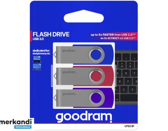 GOODRAM UTS3 USB 3.0 64GB 3-pakning mix - UTS3-0640MXR11-3P