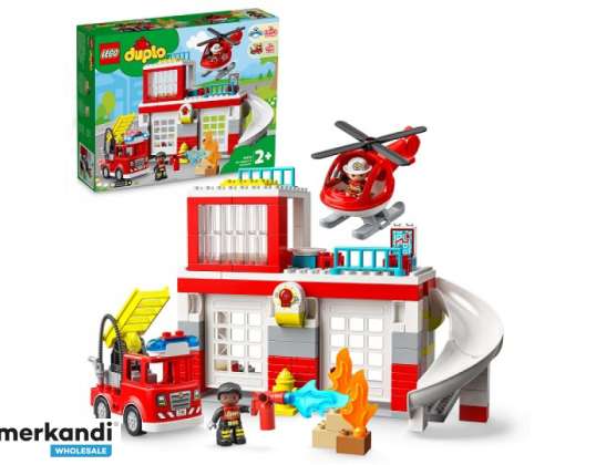 LEGO DUPLO ugunsdzēsēju depo ar helikopteru, celtniecības rotaļlieta - 10970