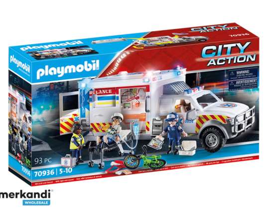 Playmobil City Action   Rettungs Fahrzeug: US Ambulance  70936