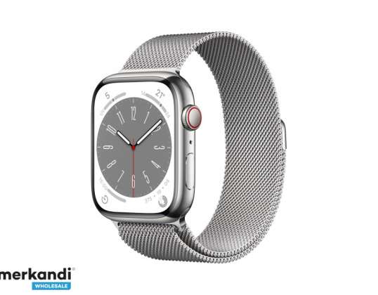 Apple Watch серії 8 GPS + стільниковий 45мм сріблястий сталь міланський MNKJ3FD / A