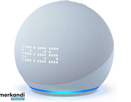 Amazon Echo Dot (5-ти ген.) с часовник - сиво-синьо - B09B8RVKGW