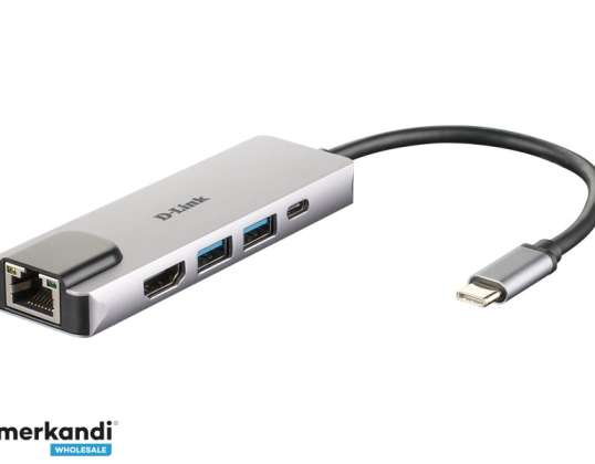 D-Link 5 In 1 USB-C hub HDMI/Ethernet és USB-C töltőporttal DUB-M520