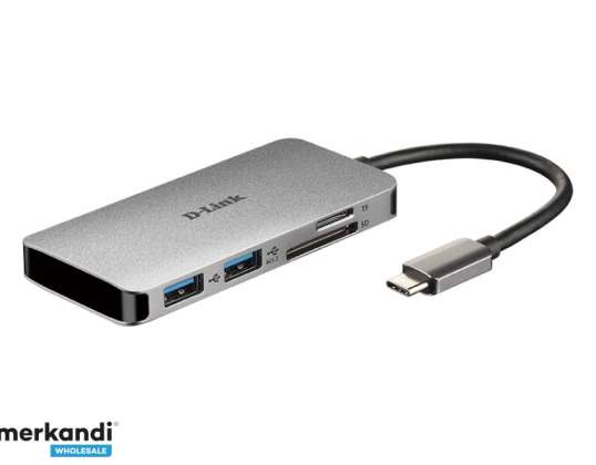 D-Link 6 In 1 USB-C hub HDMI/kártyaolvasóval/USB-C töltőporttal DUB-M610