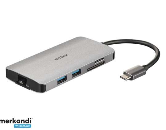 D-Link 8 i 1 USB-C-hubb HDMI / Ethernet / kortläsare / USB-C DUB-M810