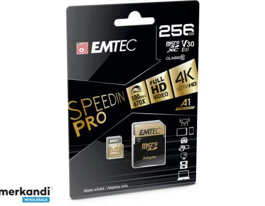 Emtec MicroSDXC 256GB SpeedIN PRO CL10 100MB/s FullHD 4K UltraHD