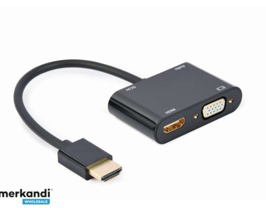CableXpert HDMI kuni HDMI Female + heliadapteri kaabel,A-HDMIM-HDMIFVGAF-01