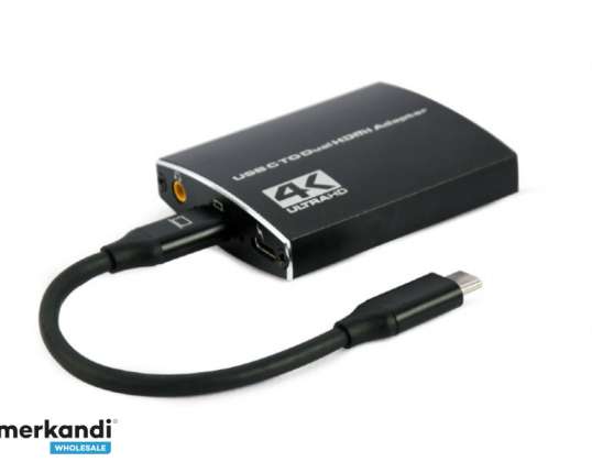 CableXpert USB-C į dvigubą HDMI adapterį 4K 60Hz A-CM-HDMIF2-01