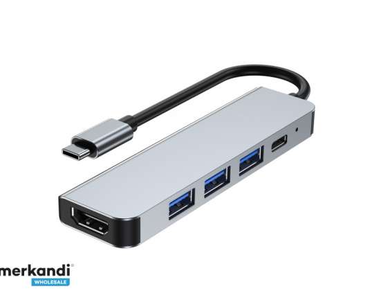 "CableXpert" USB tipo C kelių prievadų adapteris (šakotuvas + HDMI + PD) - A-CM-COMBO5-03