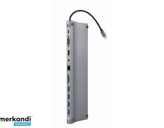 Gembird USB Type C 11in1 multiportadapter USB-hub HDMI A-CM-COMBO11-01