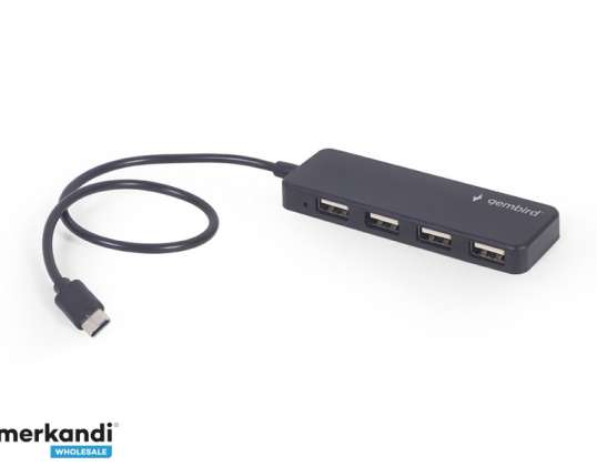 4-портовый концентратор USB Type-C Gembird, черный - UHB-CM-U2P4-01
