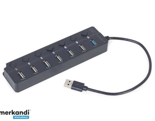 USB-концентратор Gembird (1 x USB 3.1 + 6 x USB 2.0), черный - UHB-U3P1U2P6P-01