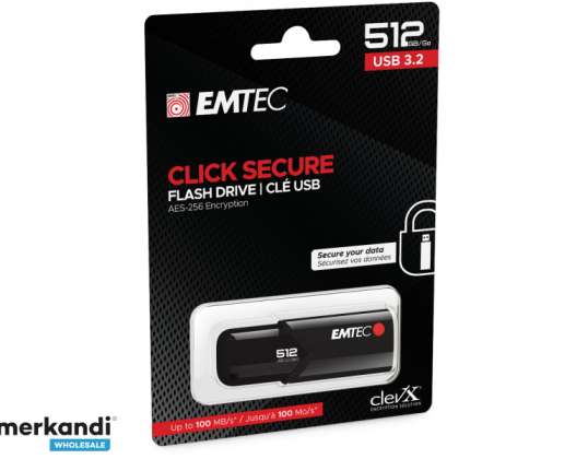 USB FlashDrive 512GB EMTEC B120 Klik på Secure USB 3.2 (100MB/s)
