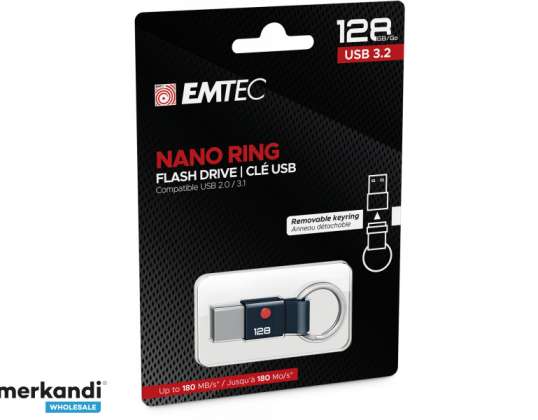 USB-minne 128GB Emtec Nano Ring T100 USB 3.2 (180MB / s)