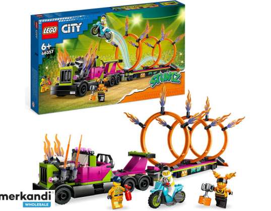 Camion de cascadorii LEGO City cu anvelopă de foc Chal 60357