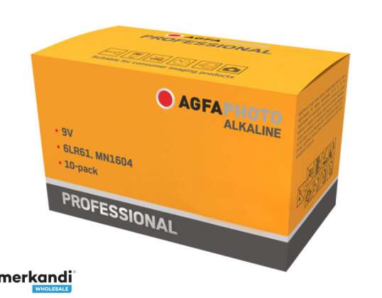 AgfaPhoto 9 V blokinė baterija Šarminis manganas Professional 10er 110 858463