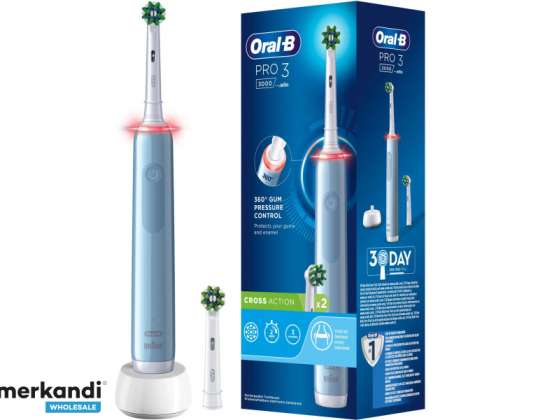 Oral B PRO 3 3000 with 2 CrossAction Brush Heads Blue 759752