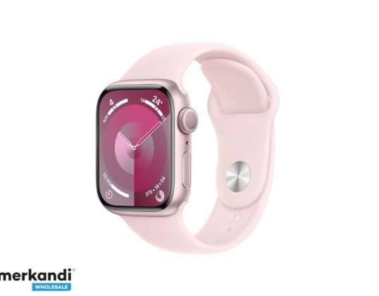 "Apple Watch S9" lydinys. 41mm GPS rožinė sportinė juosta šviesiai rožinė M / L MR943QF / A