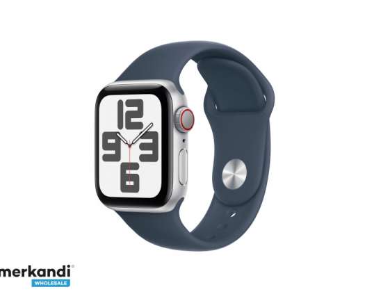 Apple Watch SE сплав. 40 мм GPS клетъчна сребърна спортна лента синя S / M MRGJ3QF / A
