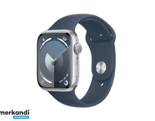Apple Watch S9 Alumínio 45mm GPS Prata Sport Band Azul M/L MR9E3QF/A