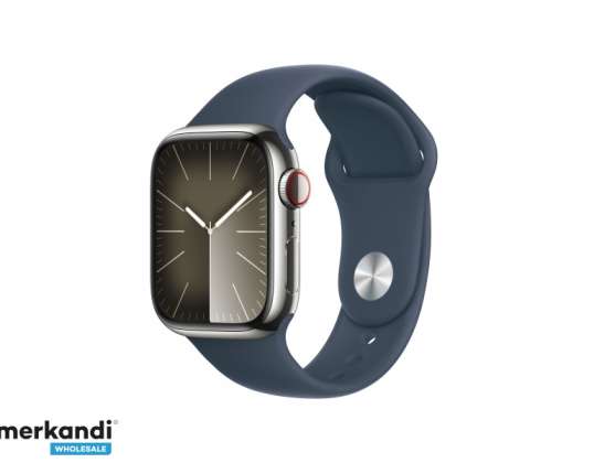 Apple Watch S9 Oceľ 41 mm GPS Cellular Strieborná Športové pásmo Modrá M/L MRJ33QF/A