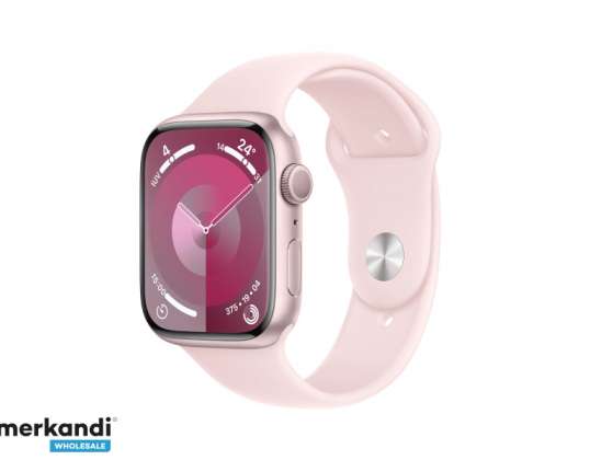 Apple Watch Series 9 sakausējums. 45 mm GPS sporta josla gaiši rozā S/M MR9G3QF/A