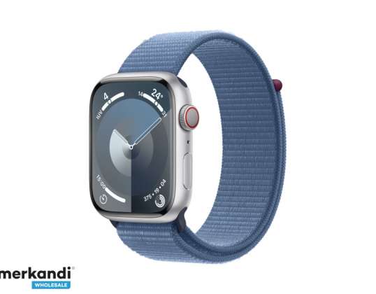 Apple Watch S9 Aluminijasta 45mm Srebrna športna zanka Zimsko modra MRMJ3QF/A